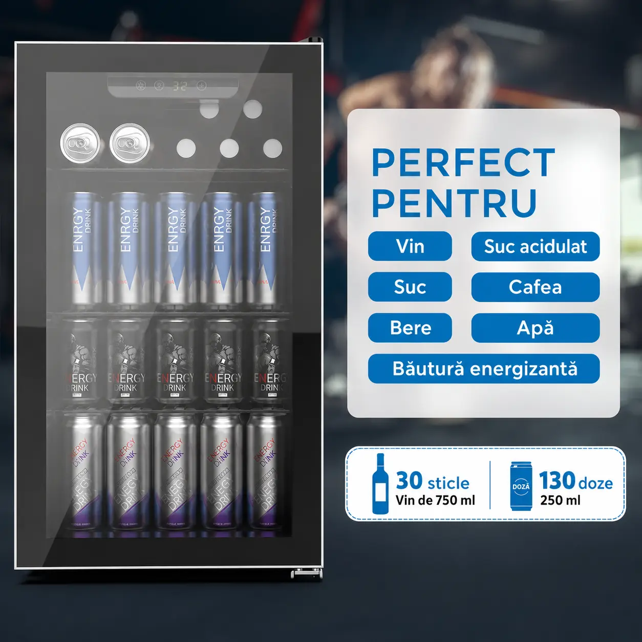Frigider premium pentru băuturi 91 L cu iluminare ambientală LED, imaginea 3